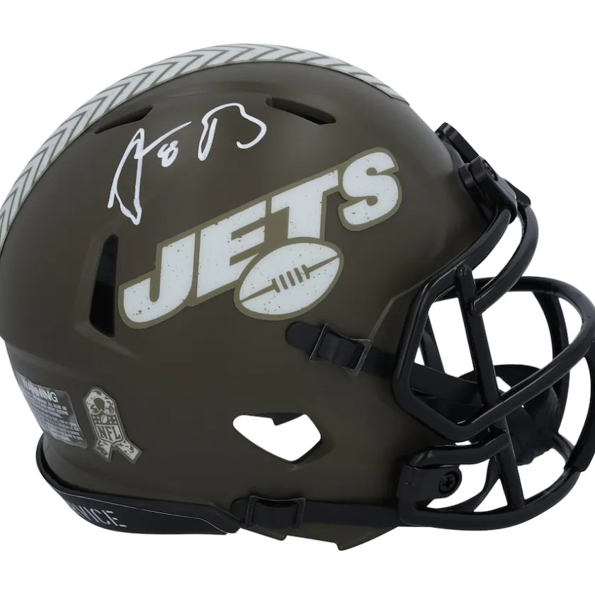 Autographed Items|Helmets^New York Jets Aaron Rodgers Autographed Riddell 2022 Salute To Service Speed Mini Helmet