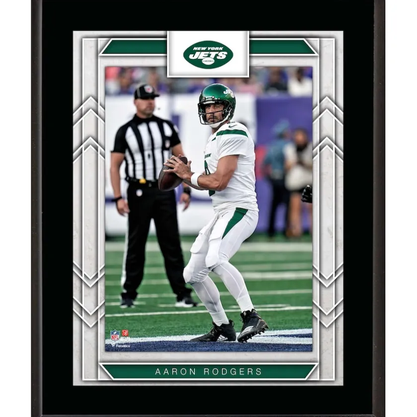 Plaques^New York Jets Aaron Rodgers 10.5" X 13" Player Sublimated Plaque