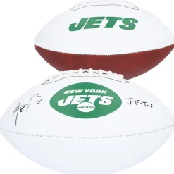 Autographed Items|Footballs^New York Jets Aaron Rodgers Autographed Franklin White Panel Football With "J-E-T-S" Inscription