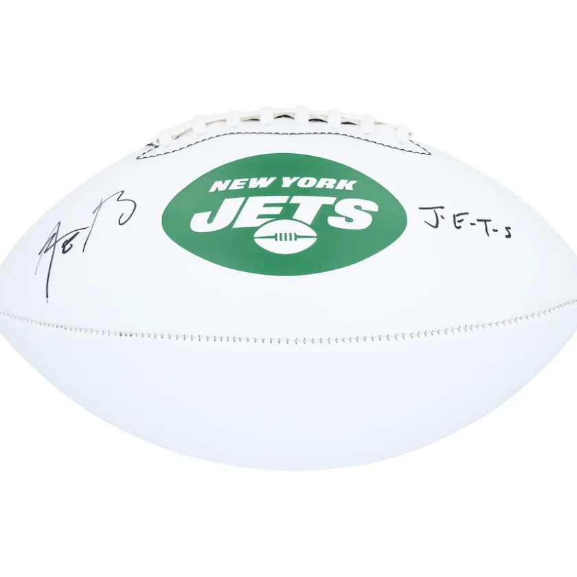 Autographed Items|Footballs^New York Jets Aaron Rodgers Autographed Franklin White Panel Football With "J-E-T-S" Inscription
