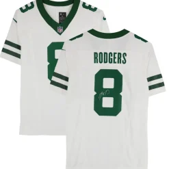 Autographed Items|Collectible Jerseys^New York Jets Aaron Rodgers Autographed White F.U.S.E. Nike Limited Jersey