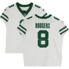 Autographed Items|Collectible Jerseys^New York Jets Aaron Rodgers Autographed White F.U.S.E. Nike Elite Jersey