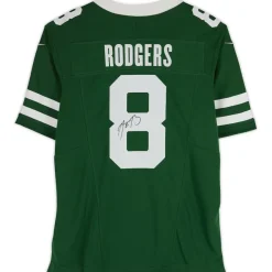 Collectible Jerseys|Autographed Items^New York Jets Aaron Rodgers Autographed Green F.U.S.E. Nike Limited Jersey