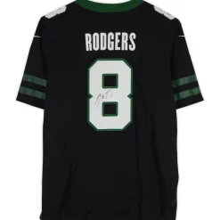 Autographed Items|Collectible Jerseys^New York Jets Aaron Rodgers Autographed Black F.U.S.E. Nike Limited Jersey