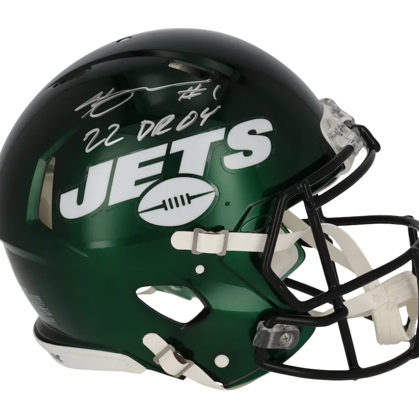 Autographed Items|Helmets^New York Jets Ahmad Sauce Gardner Autographed Riddell Speed Authentic Helmet With "22 DROY" Inscription