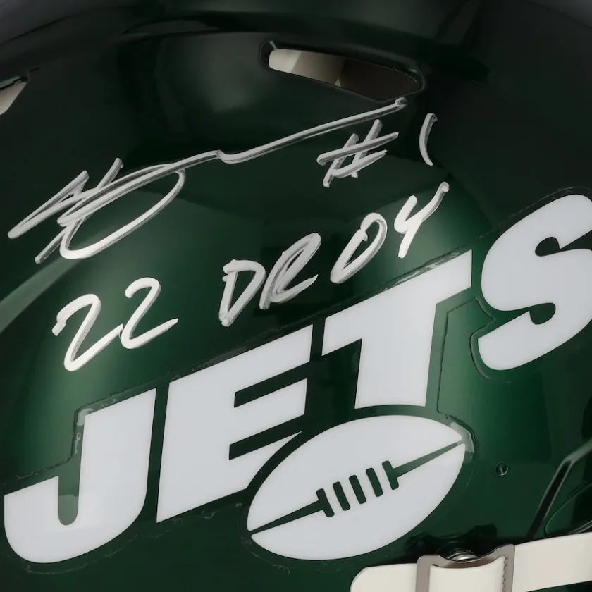 Autographed Items|Helmets^New York Jets Ahmad Sauce Gardner Autographed Riddell Speed Authentic Helmet With "22 DROY" Inscription
