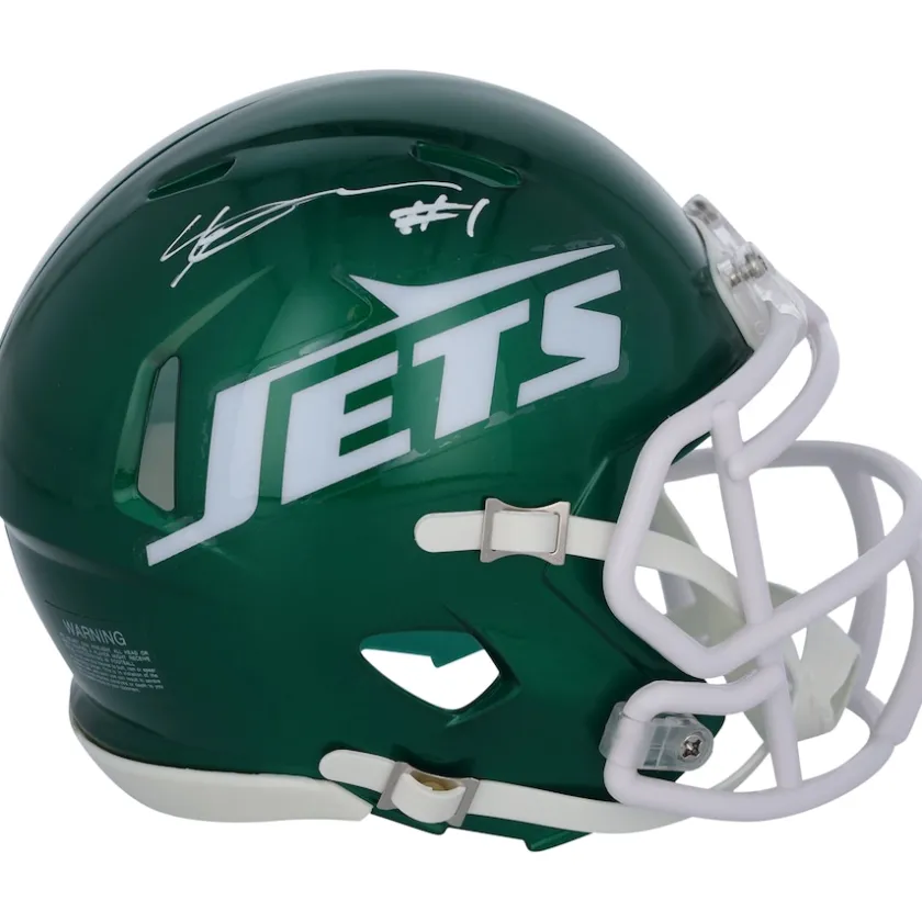 Autographed Items|Helmets^New York Jets Ahmad Sauce Gardner Autographed Throwback 1965-77 Speed Mini Helmet