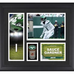 Wall Art|Photos^New York Jets Ahmad Sauce Gardner Framed 15" X 17" Player Collage With A Piece Of Game-Used Ball