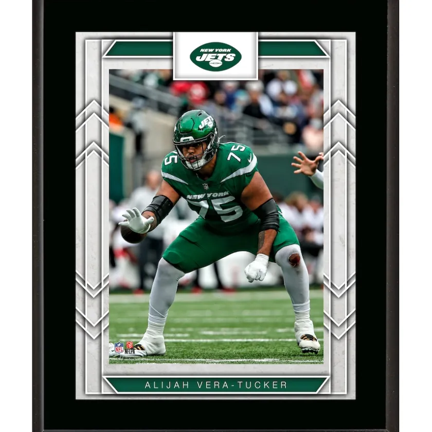 Photos|Plaques^New York Jets Alijah Vera-Tucker Framed 10.5" X 13" Sublimated Player Plaque