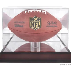 Display Cases^New York Jets Antique Mahogany Football Display Case With Mirror Back
