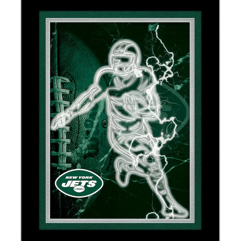 Game Room^New York Jets Black 12'' X 16'' Framed Neon Player Print