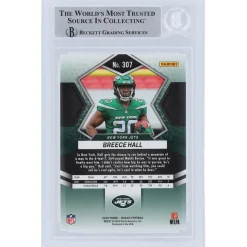 Trading Cards^New York Jets Breece Hall 2022 Panini Mosaic #307 Beckett Fanatics Witnessed Authenticated Rookie Card