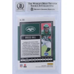 Trading Cards^New York Jets Breece Hall Autographed 2022 Panini Score #330 Beckett Fanatics Witnessed Authenticated 10 Rookie Card