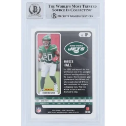 Trading Cards^New York Jets Breece Hall Autographed 2022 Panini Absolute #114 Beckett Fanatics Witnessed Authenticated 9/10 Rookie Card
