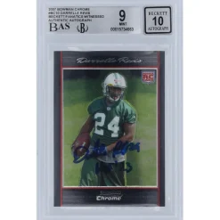 Trading Cards^New York Jets Darrelle Revis Autographed 2007 Bowman Chrome #BC10 Beckett Fanatics Witnessed Authenticated 9/10 Rookie Card With "HOF '23" Inscription