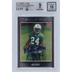 Trading Cards^New York Jets Darrelle Revis Autographed 2007 Bowman Chrome #BC10 Beckett Fanatics Witnessed Authenticated 9/10 Rookie Card With "HOF '23" Inscription