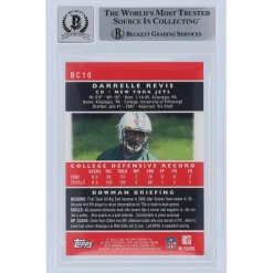 Trading Cards^New York Jets Darrelle Revis Autographed 2007 Bowman Chrome #BC10 Beckett Fanatics Witnessed Authenticated 10 Rookie Card With