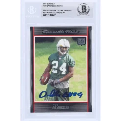 Trading Cards^New York Jets Darrelle Revis Autographed 2007 Bowman #199 Beckett Fanatics Witnessed Authenticated Rookie Card