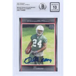 Trading Cards^New York Jets Darrelle Revis Autographed 2007 Bowman #199 Beckett Fanatics Witnessed Authenticated 10 Rookie Card