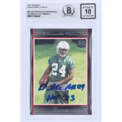 Trading Cards^New York Jets Darrelle Revis Autographed 2007 Bowman #199 Beckett Fanatics Witnessed Authenticated 10 Rookie Card With "HOF '23" Inscription