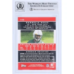 Trading Cards^New York Jets Darrelle Revis Autographed 2007 Bowman #199 Beckett Fanatics Witnessed Authenticated 10 Rookie Card With