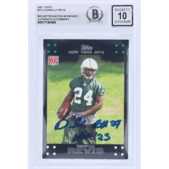 Trading Cards^New York Jets Darrelle Revis Autographed 2007 Topps #374 Beckett Fanatics Witnessed Authenticated 10 Rookie Card With "HOF '23" Inscription