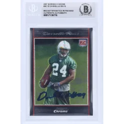 Trading Cards^New York Jets Darrelle Revis Autographed 2007 Topps Chrome #BC10 Beckett Fanatics Witnessed Authenticated Rookie Card