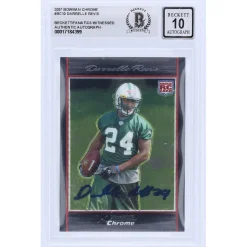 Trading Cards^New York Jets Darrelle Revis Autographed 2007 Topps Chrome #BC10 Beckett Fanatics Witnessed Authenticated 10 Rookie Card