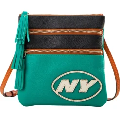 Purses^New York Jets Dooney & Bourke Infield Triple Zip Crossbody Purse
