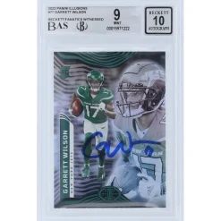 Trading Cards^New York Jets Garrett Wilson Autographed 2022 Panini Illusions #77 Beckett Fanatics Witnessed Authenticated 9/10 Rookie Card