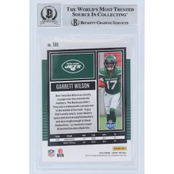 Trading Cards^New York Jets Garrett Wilson Autographed 2022 Panini Score #306 Beckett Fanatics Witnessed Authenticated 9/10 Rookie Card