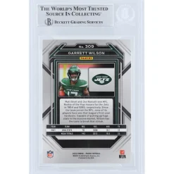 Trading Cards^New York Jets Garrett Wilson Autographed 2022 Panini Prizm #309 Beckett Fanatics Witnessed Authenticated Rookie Card