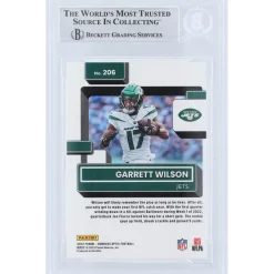 Trading Cards^New York Jets Garrett Wilson Autographed 2022 Panini Donruss Optic Rated Rookie #206 Beckett Fanatics Witnessed Authenticated Rookie Card With