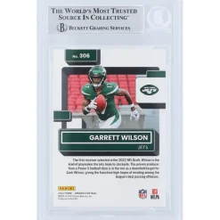 Trading Cards^New York Jets Garrett Wilson Autographed 2022 Panini Donruss Rated Rookie #306 Beckett Fanatics Witnessed Authenticated Rookie Card With