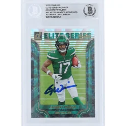 Trading Cards^New York Jets Garrett Wilson Autographed 2022 Panini Donruss Elite Series Rookies #ESR-6 Beckett Fanatics Witnessed Authenticated Rookie Card