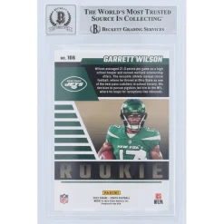 Trading Cards^New York Jets Garrett Wilson Autographed 2022 Panini Zenith Red Zone #106 Beckett Fanatics Witnessed Authenticated 9/10 Rookie Card With 