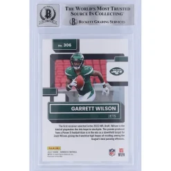 Trading Cards^New York Jets Garrett Wilson Autographed 2022 Panini Donruss Rated Rookie #306 Beckett Fanatics Witnessed Authenticated 10 Rookie Card With