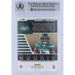 Trading Cards^New York Jets Garrett Wilson Autographed 2022 Panini Zenith Red Zone #106 Beckett Fanatics Witnessed Authenticated 10 Rookie Card With 