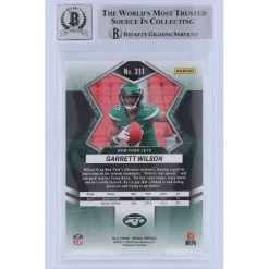 Trading Cards^New York Jets Garrett Wilson Autographed 2022 Panini Mosaic #311 Beckett Fanatics Witnessed Authenticated 10 Rookie Card With 