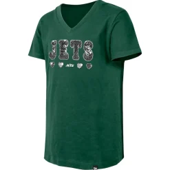 T-Shirts|Kids^New York Jets Girls Youth New Era Green Flip Sequin V-Neck T-Shirt