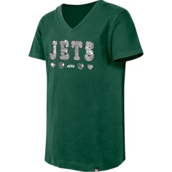 T-Shirts|Kids^New York Jets Girls Youth New Era Green Flip Sequin V-Neck T-Shirt