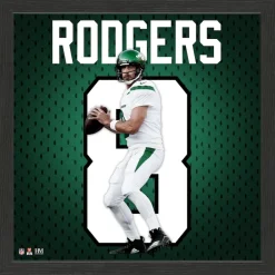 Photos|Prints & Artwork^New York Jets Highland Mint Aaron Rodgers 13'' X 13'' Impact Jersey Framed Photo