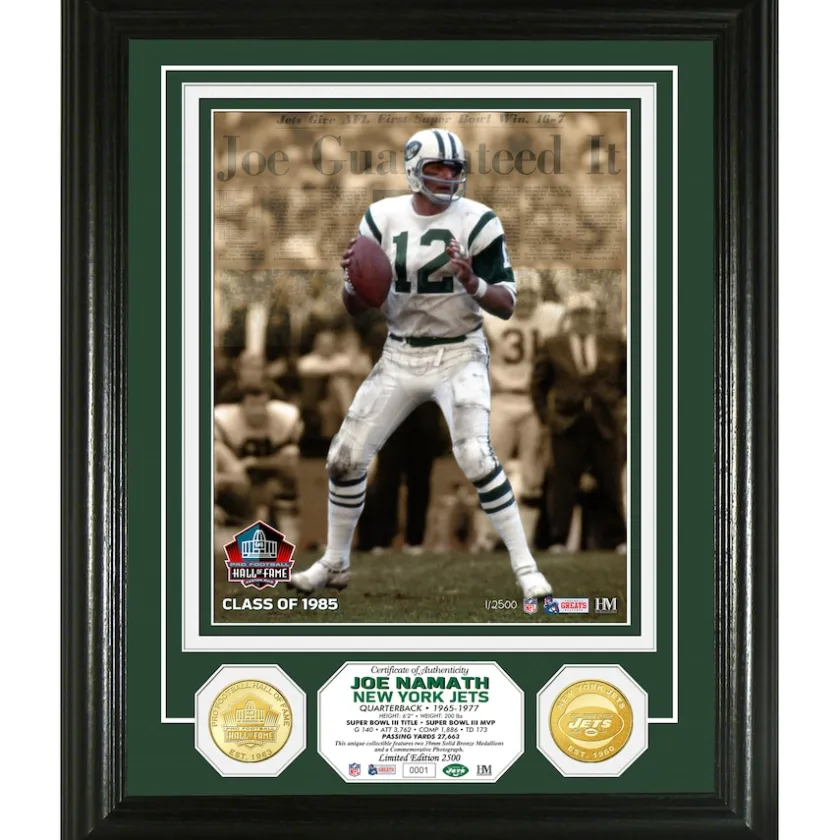 Plaques|Prints & Artwork^New York Jets Highland Mint Joe Namath Hall Of Fame Induction Photomint