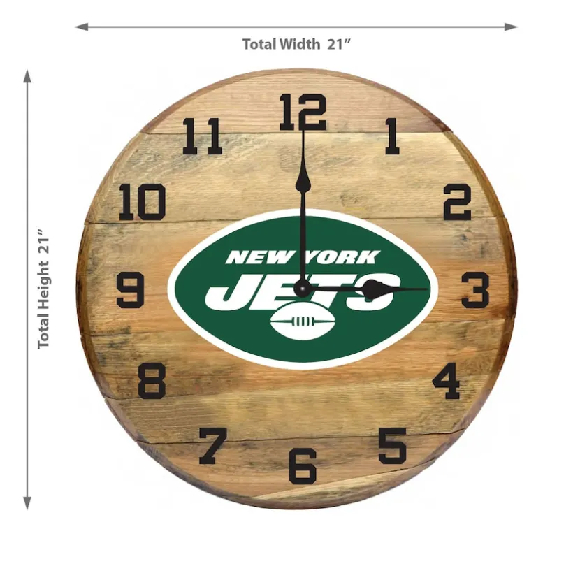 Clocks^New York Jets Imperial Oak Barrel Clock