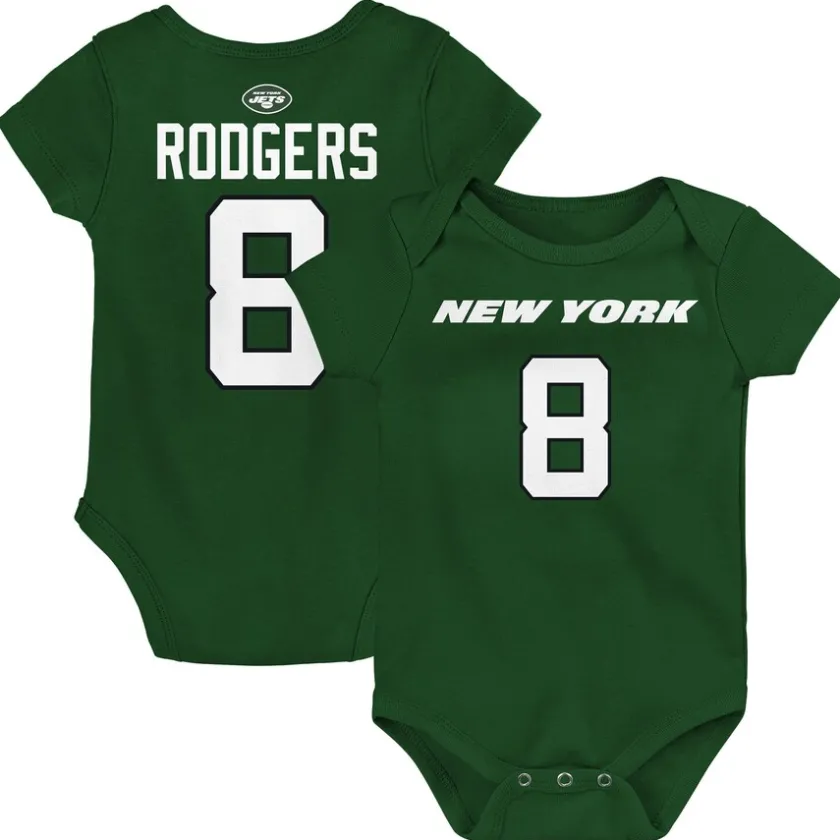 Rompers^New York Jets Infant Aaron Rodgers Green Mainliner Player Name & Number Bodysuit