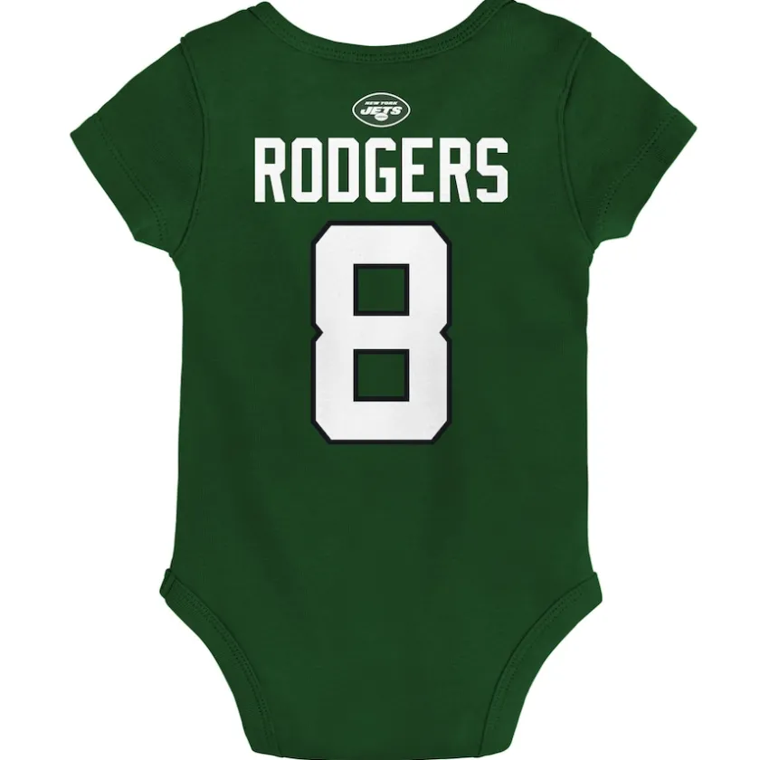 Rompers^New York Jets Infant Aaron Rodgers Green Mainliner Player Name & Number Bodysuit