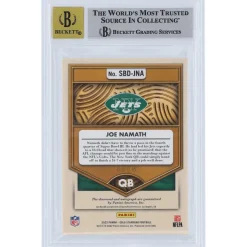 Trading Cards^New York Jets Joe Namath Autographed 2022 Panini Gold Standard Super Bowl Diamond Relic #SBD-JNA #3/10 BGS Authenticated 8.5/10 Card