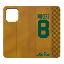 Phone Cases|Electronics^New York Jets Keyscaper Aaron Rodgers Brown Folio IPhone Case