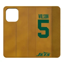 Phone Cases|Electronics^New York Jets Keyscaper Garrett Wilson Brown Folio IPhone Case