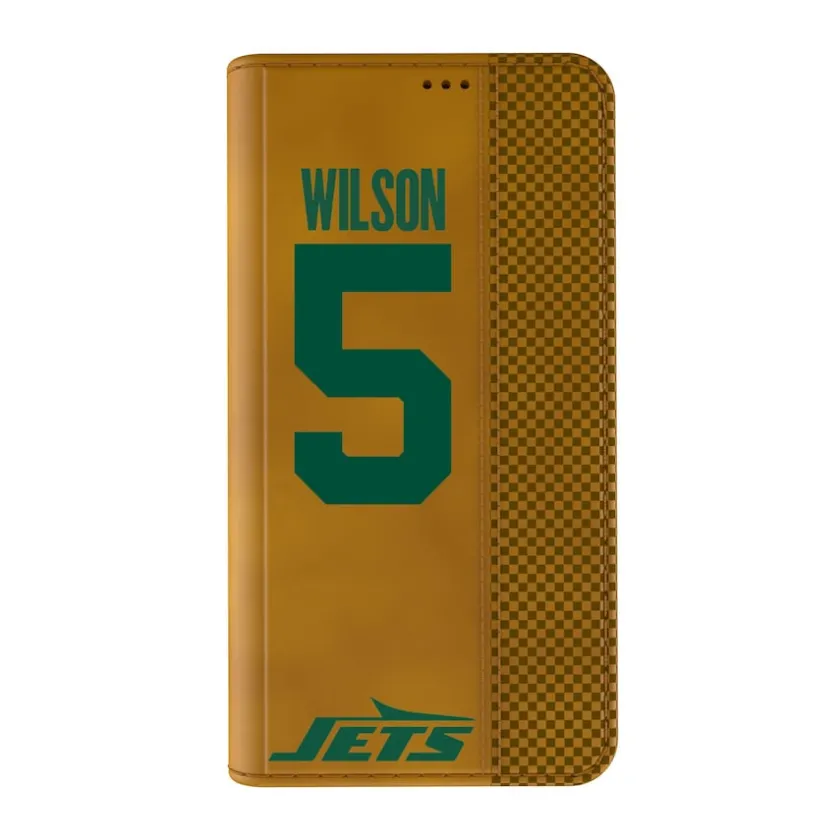 Phone Cases|Electronics^New York Jets Keyscaper Garrett Wilson Brown Folio IPhone Case
